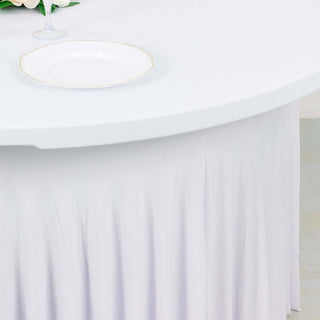 Reusable White Round Tablecloth With Ruffles Reusable White Round Tablecloth With Ruffles