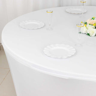 Create Unforgettable Moments with the White Spandex Stretch Fitted Round 72 in Round Tablecloth Create Unforgettable Moments with the White Spandex Stretch Fitted Round 72 in Round Tablecloth