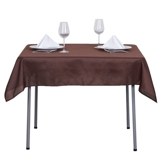 Elevate Your Dining Experience with the 54x54 Chocolate Square Polyester Tablecloth Elevate Your Dining Experience with the 54x54 Chocolate Square Polyester Tablecloth