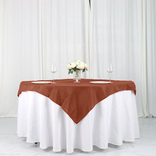 Terracotta (Rust) Square Table Overlay: Add Elegance and Style to Your Events Terracotta (Rust) Square Table Overlay: Add Elegance and Style to Your Events