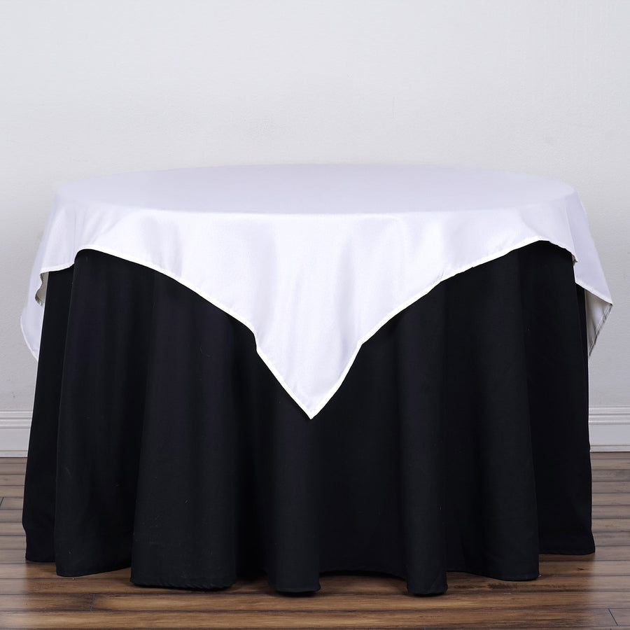 54"x54" White Square Polyester Table Overlay
