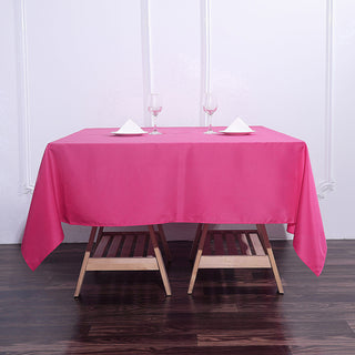 Elevate Your Event Decor with the Fuchsia Square Polyester Tablecloth Elevate Your Event Decor with the Fuchsia Square Polyester Tablecloth