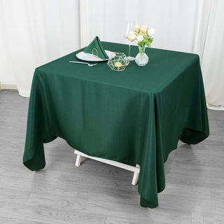 Versatile and Durable Tabletop Elegance with the Hunter Emerald Green Premium Polyester Square Tablecloth Versatile and Durable Tabletop Elegance with the Hunter Emerald Green Premium Polyester Square Tablecloth
