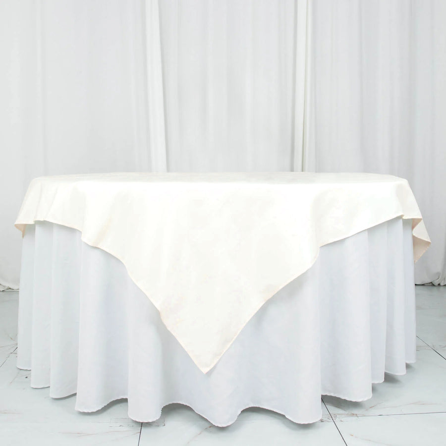 70"x70" Ivory Premium Polyester Square Table Overlay - 220GSM