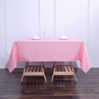 Enhance Your Event Decor with the Pink Square Seamless Polyester Tablecloth