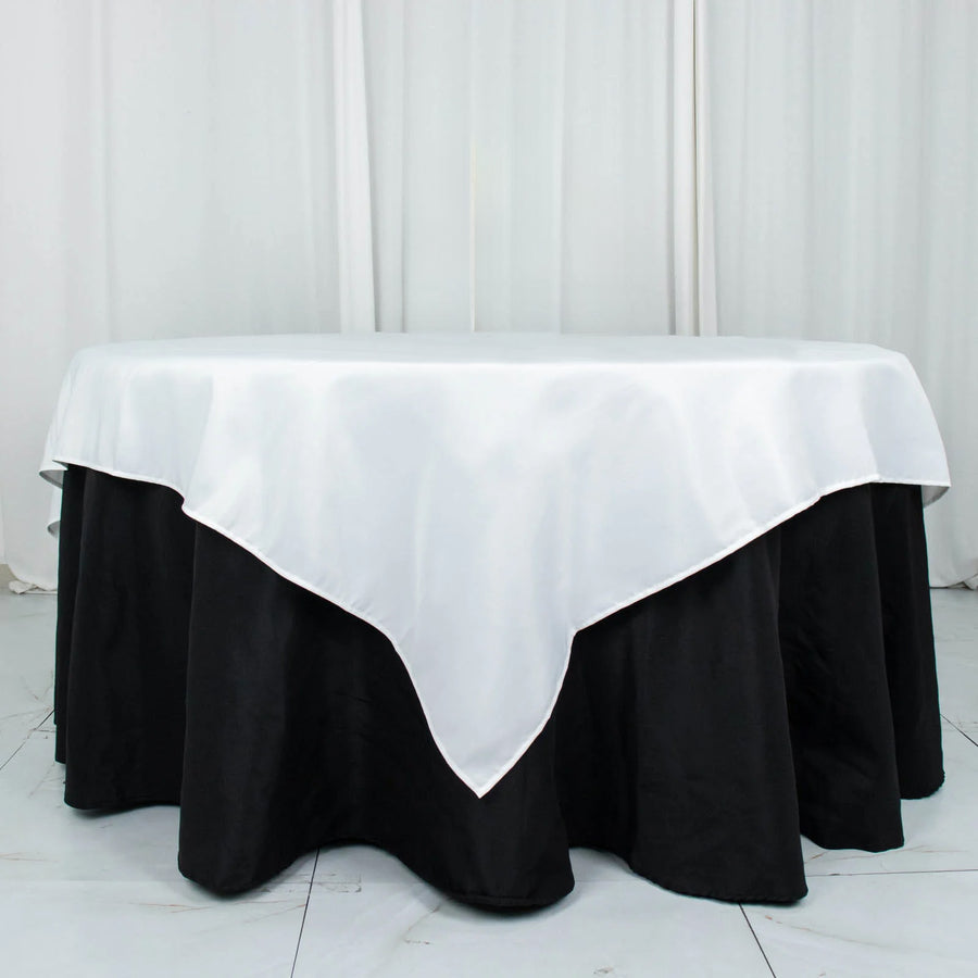 70"x70" White Premium Polyester Square Table Overlay - 220GSM