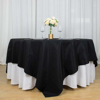 Effortless Elegance with the Black 220GSM Polyester Table Overlay Effortless Elegance with the Black 220GSM Polyester Table Overlay