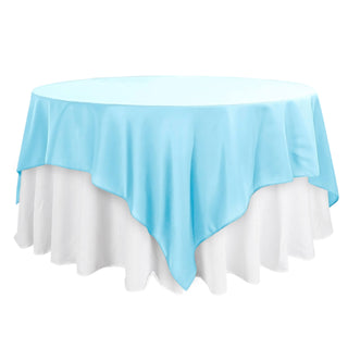 Elevate Your Event Decor with the Light Blue Polyester Table Overlay Elevate Your Event Decor with the Light Blue Polyester Table Overlay