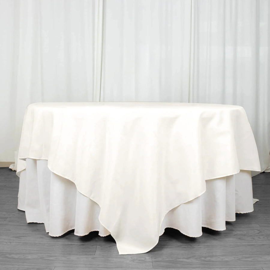 90"x90" Ivory Premium Polyester Square Table Overlay - 220GSM