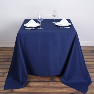 Upgrade Your Event Decor with the Navy Blue Square Polyester Tablecloth Upgrade Your Event Decor with the Navy Blue Square Polyester Tablecloth