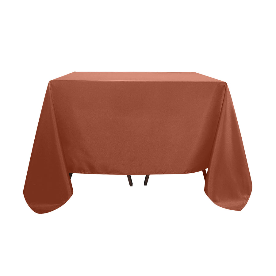 Terracotta (Rust) Polyester Square Tablecloth 90Inch