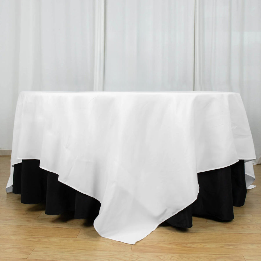 90"x90" White Premium Polyester Square Table Overlay - 220GSM