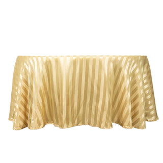 Create Unforgettable Moments with the Champagne Satin Stripe Seamless Round Tablecloth Create Unforgettable Moments with the Champagne Satin Stripe Seamless Round Tablecloth