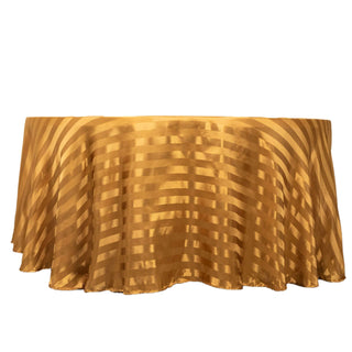 Create Unforgettable Moments with the Gold Satin Stripe Seamless Round Tablecloth Create Unforgettable Moments with the Gold Satin Stripe Seamless Round Tablecloth