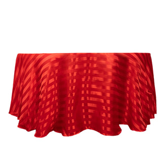 Enhance Your Table Decor with the Red Satin Stripe Seamless Round Tablecloth Enhance Your Table Decor with the Red Satin Stripe Seamless Round Tablecloth