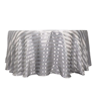 Create Lasting Impressions with the Silver Satin Stripe Tablecloth Create Lasting Impressions with the Silver Satin Stripe Tablecloth