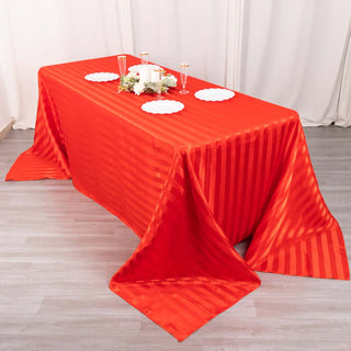 Create a Stunning Tablescape with the Red Satin Stripe Tablecloth Create a Stunning Tablescape with the Red Satin Stripe Tablecloth