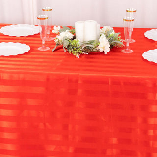 Elevate Your Event Decor with the Red Satin Stripe Tablecloth Elevate Your Event Decor with the Red Satin Stripe Tablecloth