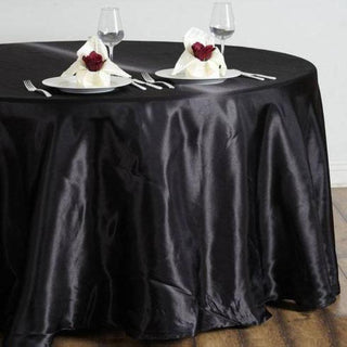 Black Satin Tablecloth for Elegant Event Decor Black Satin Tablecloth for Elegant Event Decor