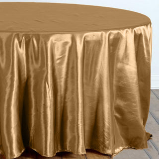 Elegant Gold Satin Round Tablecloth Elegant Gold Satin Round Tablecloth