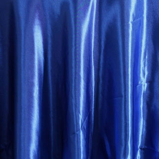 Blue satin fabric drape with a glossy finish.