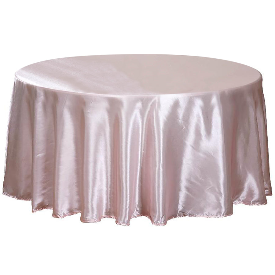 120" Satin Round Tablecloth - Rose Gold | Blush