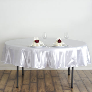 Elegant White Satin Tablecloth for a Stunning Event Décor Elegant White Satin Tablecloth for a Stunning Event Décor