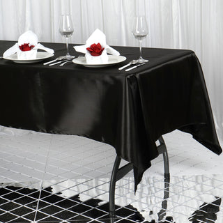 Black Satin Tablecloth for Elegant Event Decor Black Satin Tablecloth for Elegant Event Decor