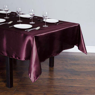 Elegant Eggplant Satin Tablecloth for Stunning Event Decor
