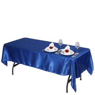 Elevate Your Event Decor with the Royal Blue Satin Rectangular Tablecloth