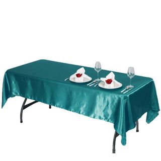 Create a Stunning Tablescape with our Turquoise Satin Tablecloth