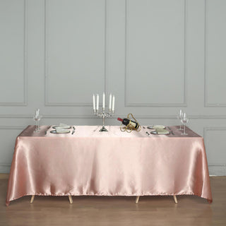 Elegant Dusty Rose Satin Rectangular Tablecloth Elegant Dusty Rose Satin Rectangular Tablecloth