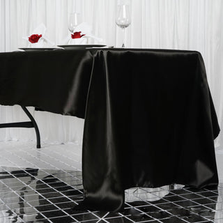 Black Seamless Satin Rectangular Tablecloth - Add Elegance to Your Event