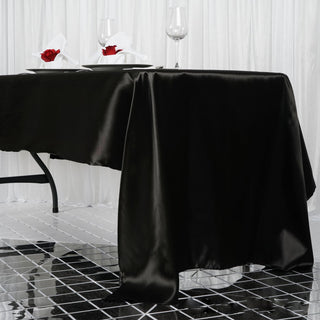 Black Satin Rectangular Tablecloth - Add Elegance to Your Event Black Satin Rectangular Tablecloth - Add Elegance to Your Event