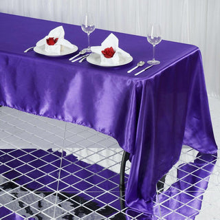 Add Elegance to Your Event with the Purple Satin Tablecloth