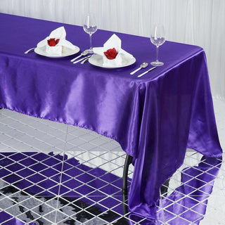 Add Elegance to Your Event with the Purple Satin Tablecloth Add Elegance to Your Event with the Purple Satin Tablecloth
