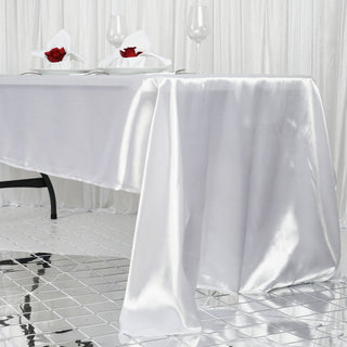 Unleash Your Creativity with the White Seamless Satin Rectangular Tablecloth