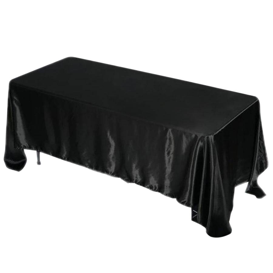 72x120 Black Satin Rectangular Tablecloth#whtbkgd