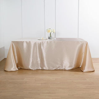 Elegant Beige Satin Tablecloth for Sophisticated Events Elegant Beige Satin Tablecloth for Sophisticated Events