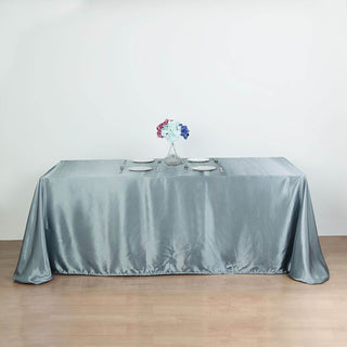 Elevate Your Event with the Dusty Blue Seamless Satin Rectangular Tablecloth Elevate Your Event with the Dusty Blue Seamless Satin Rectangular Tablecloth