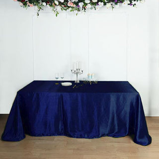 Navy Blue Satin Rectangular Tablecloth for Elegant Event Decor