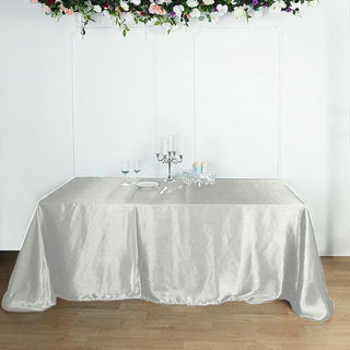 Add a Touch of Elegance with the Silver Seamless Satin Rectangular Tablecloth