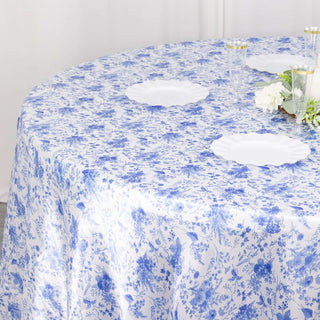 Create Unforgettable Moments with the White Blue French Toile Floral Print Tablecloth Create Unforgettable Moments with the White Blue French Toile Floral Print Tablecloth