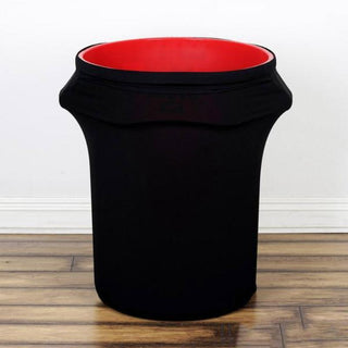 Black Stretch Spandex Round Trash Bin Container Cover