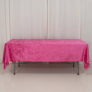 Sumptuous and Vibrant Fuchsia Crushed Velvet Rectangle Tablecloth Sumptuous and Vibrant Fuchsia Crushed Velvet Rectangle Tablecloth