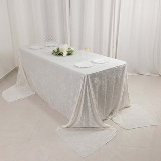 Luxurious Elegance with White Crushed Velvet Rectangle Tablecloth Luxurious Elegance with White Crushed Velvet Rectangle Tablecloth