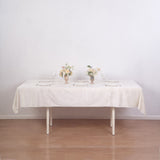 60x102inch Ivory Seamless Premium Velvet Rectangle Tablecloth, Reusable Linen