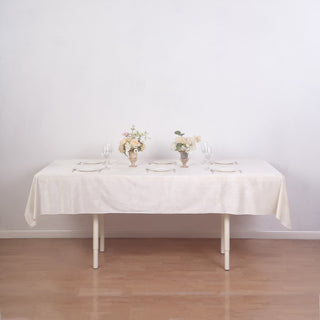 Experience Luxury with the Ivory Velvet Tablecloth