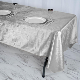 Transform Your Table Decor with the Silver Seamless Premium Velvet Tablecloth