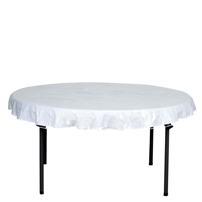10 Mil Thick Eco-friendly Vinyl Waterproof Tablecloth PVC Round Disposable Tablecloth#whtbkgd